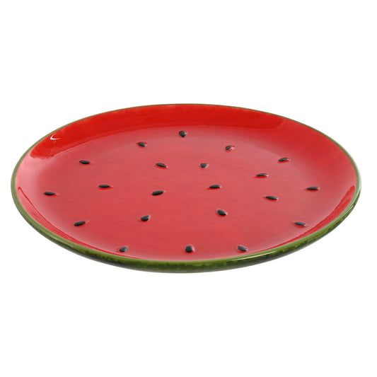 Platt skål Home ESPRIT Röd Grön Stengods Vattenmelon 27,5 x 27,5 x 3 cm