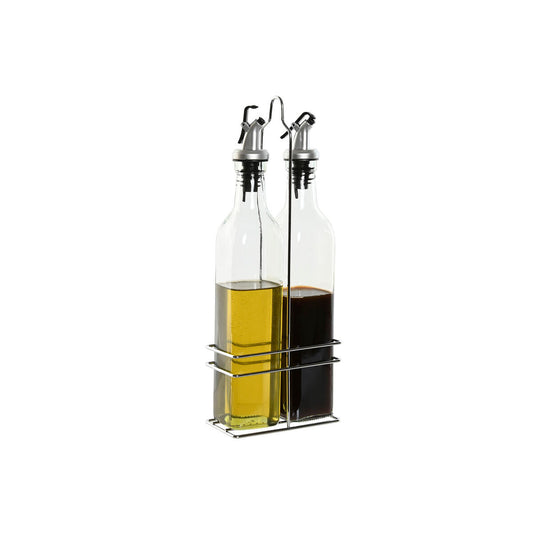 Set med olja och vinäger Home ESPRIT Transparent Metall Glas 500 ml 13 x 6,8 x 32 cm