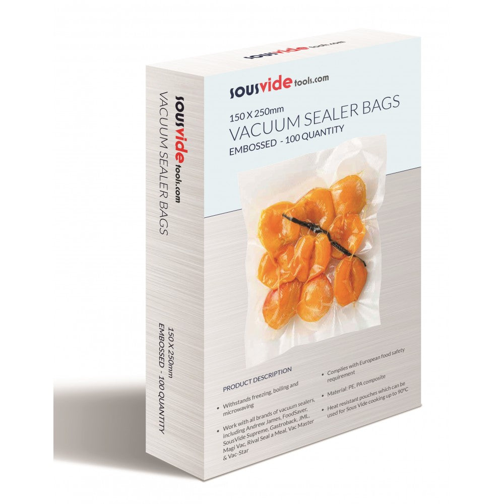 Se 100 Vakuumpåsar (15x25) ✔ Stort utbud av SousVideTools ✔ Snabb leverans: 1 - 2 vardagar och billig frakt - Artikelnummer: SVS-804 och streckkod / Ean: 0606993878666 i lager - Rea på VAKUUMPÅSAR > Räfflade Vakuumpåsar Spara upp till 51% - Över 785 välkända varumärken på rea