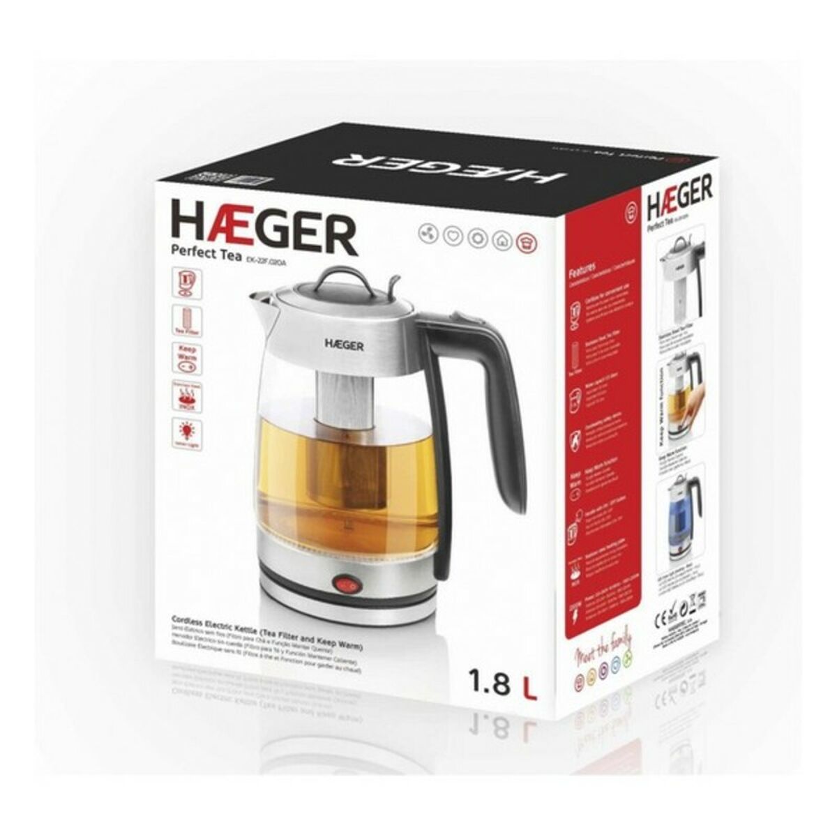 Elektrisk vattenkokare och tekanna Haeger Perfect Tea 2200 W 1,8 L