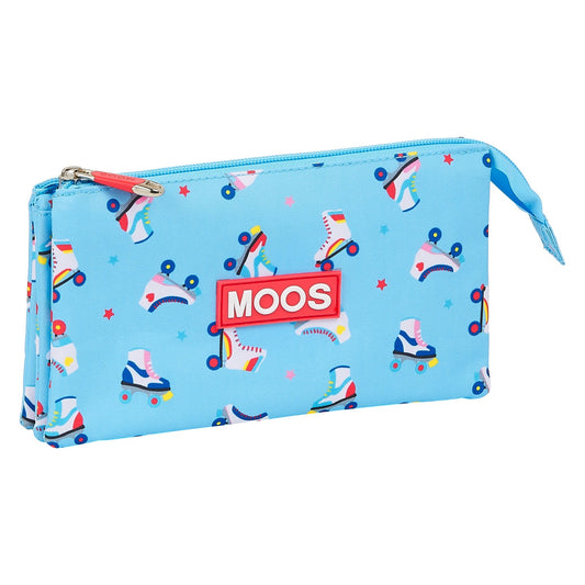 Tredubbel Carry-all Rollers Moos M744 Ljusblå Multicolour (22 x 12 x 3 cm)
