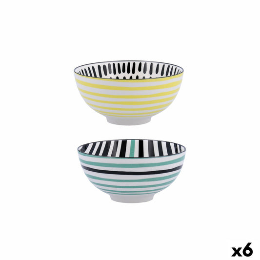 Skål Bidasoa Zigzag Multicolour Keramik 15 x 15 x 7,3 cm (6 antal)