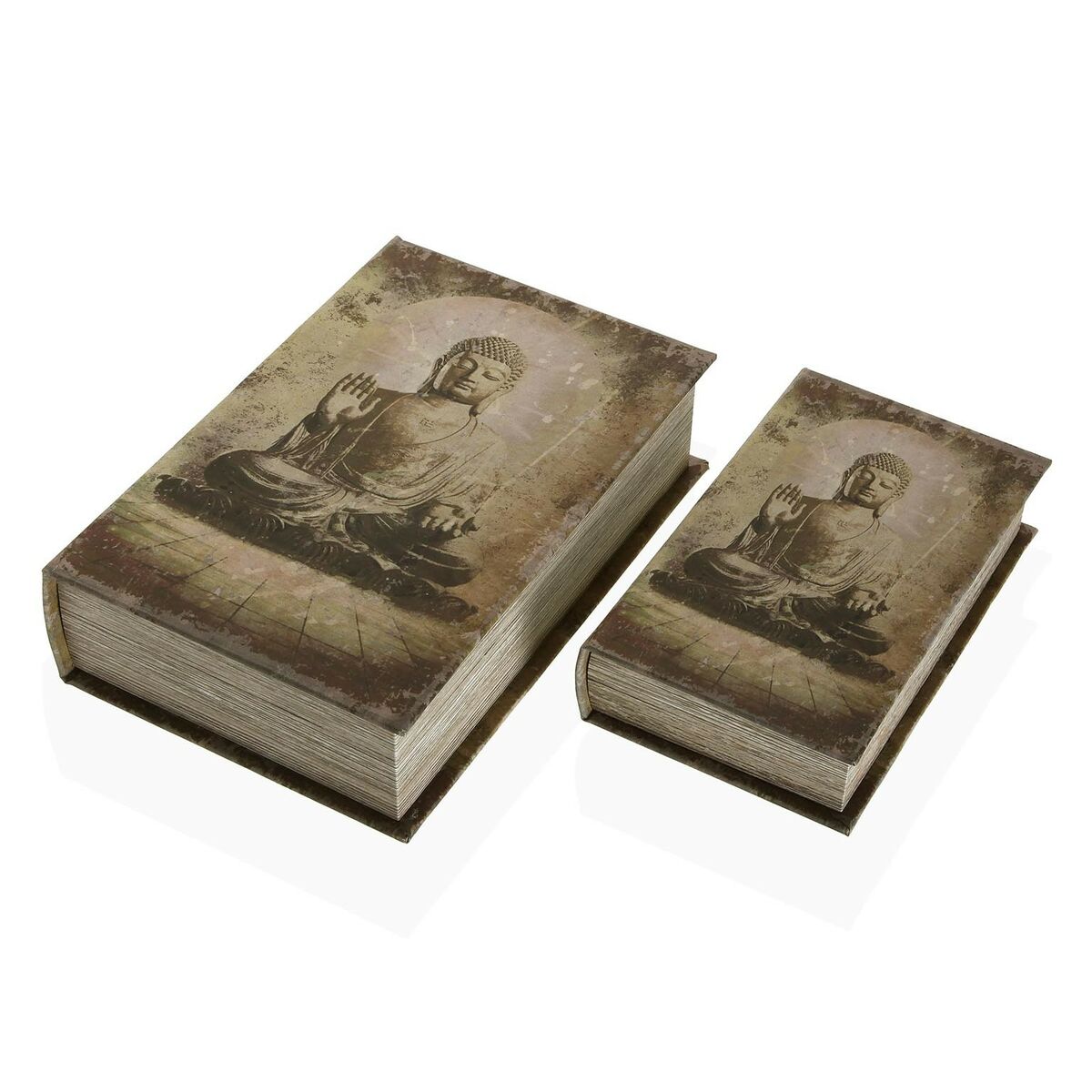 Dekorationslåda Versa Boken Buddha Kanvas Trä MDF 7 x 27 x 18 cm