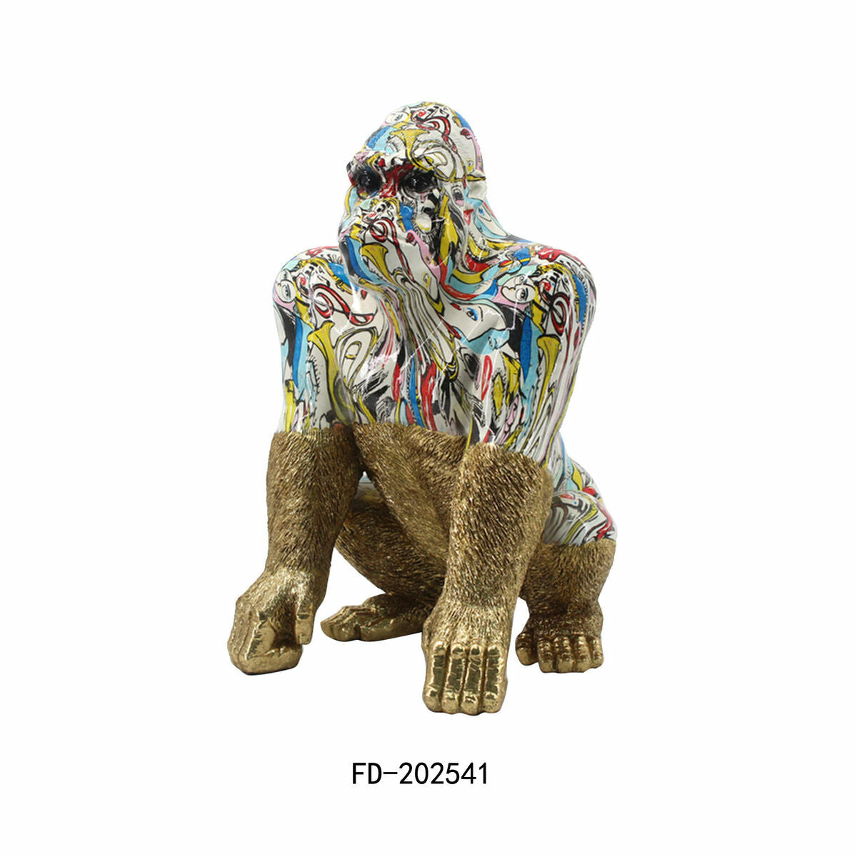Prydnadsfigur DKD Home Decor 28,5 x 26,5 x 41 cm Gyllene Multicolour Gorilla
