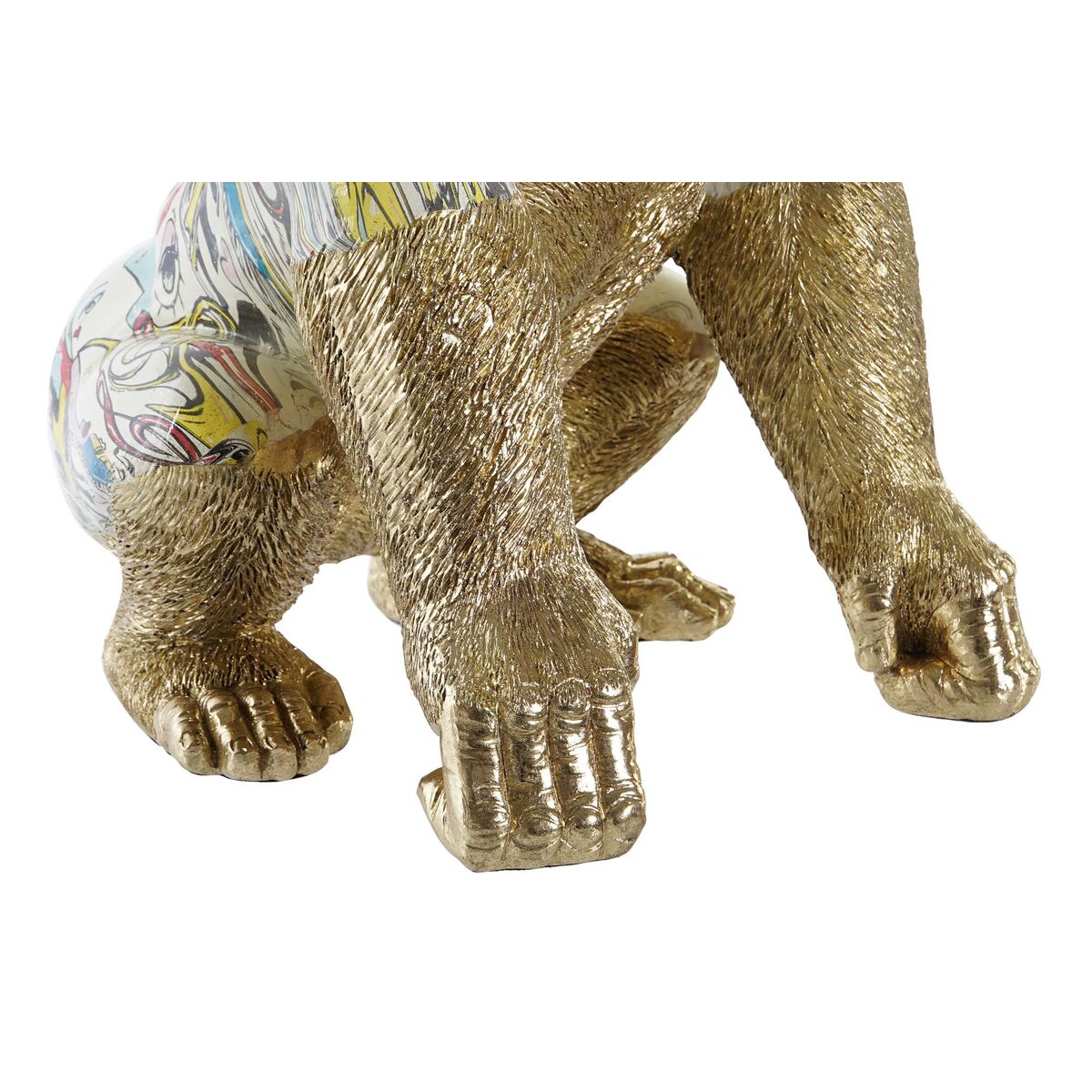 Prydnadsfigur DKD Home Decor 28,5 x 26,5 x 41 cm Gyllene Multicolour Gorilla