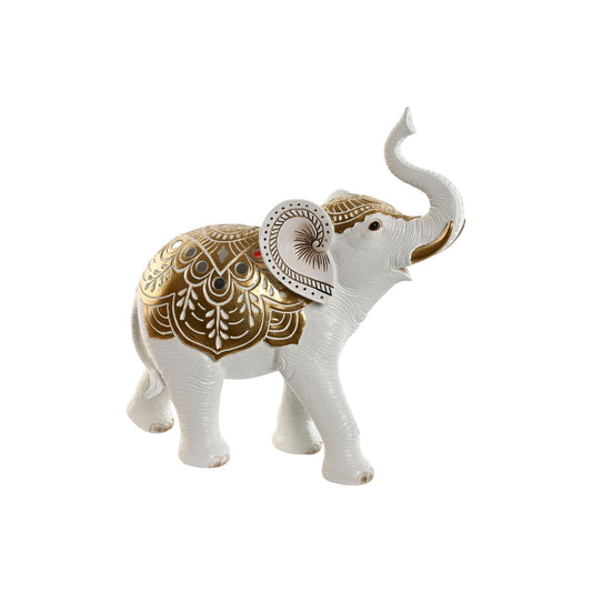 Prydnadsfigur Home ESPRIT Vit Gyllene Elefant 31 x 12 x 31 cm