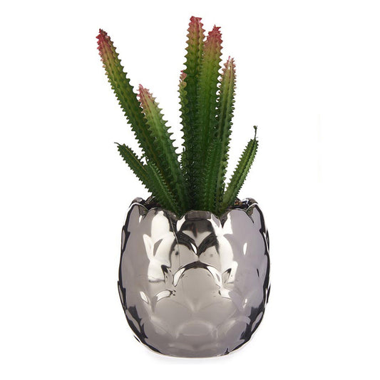 Dekorativ växt Silvrig Kaktus Keramik Plast (8 x 20 x 8 cm)