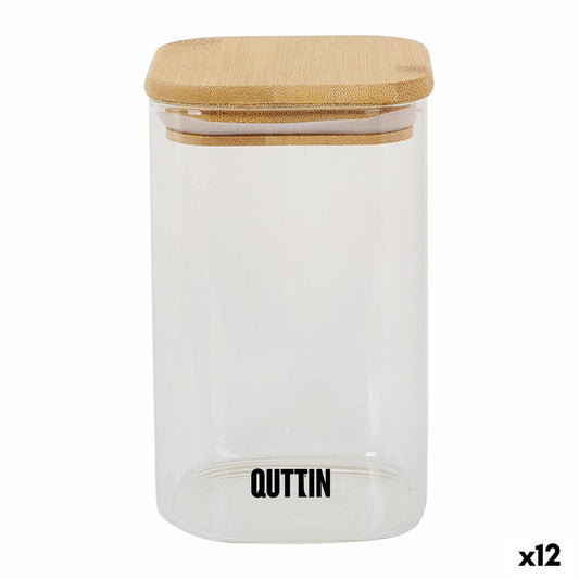Behållare för matkonservering Quttin Bambu Borosilikatglas Fyrkantig 720 ml (12 antal)