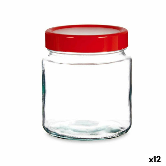 Burk Röd Transparent Glas polypropen (1 L) (12 antal)