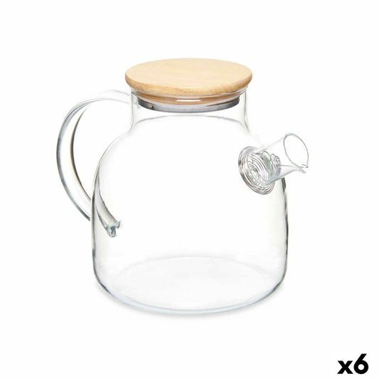 Karaff med infusionsfilter Transparent Bambu Borosilikatglas 1,2 L (6 antal)
