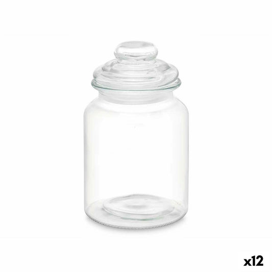 Burk Transparent Glas 900 ml (12 antal) Med lock