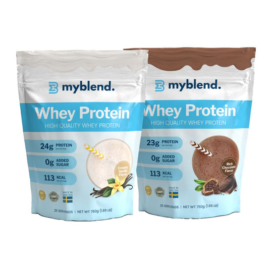 Se Duo Pack - MyBlend Protein 2x 750g - Rich Chocolate / Creamy Vanilla ✔ Stort utbud av MyBlend ✔ Snabb leverans: 1 - 2 vardagar och billig frakt - Artikelnummer: MYB-46881932214607 och streckkod / Ean: i lager - Rea på Blender Spara upp till 51% - Över 785 välkända varumärken på rea